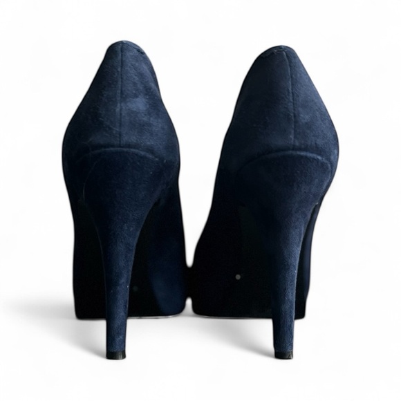 Nine West Dark Blue Suede Platform Heels - Picture 3 of 4